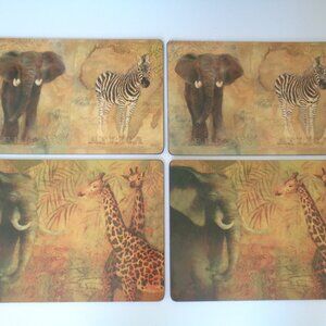 Vintage Safari Animal Placemats Hard with Cork Backing Set of 4 Lauren Alexander